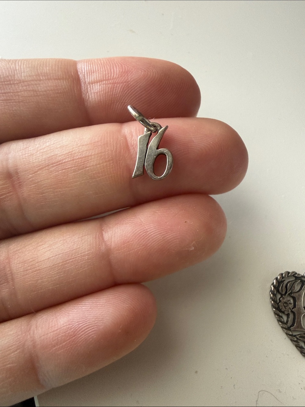 James Avery Sterling Silver '16' Number Charm Pendant - Silver vintage